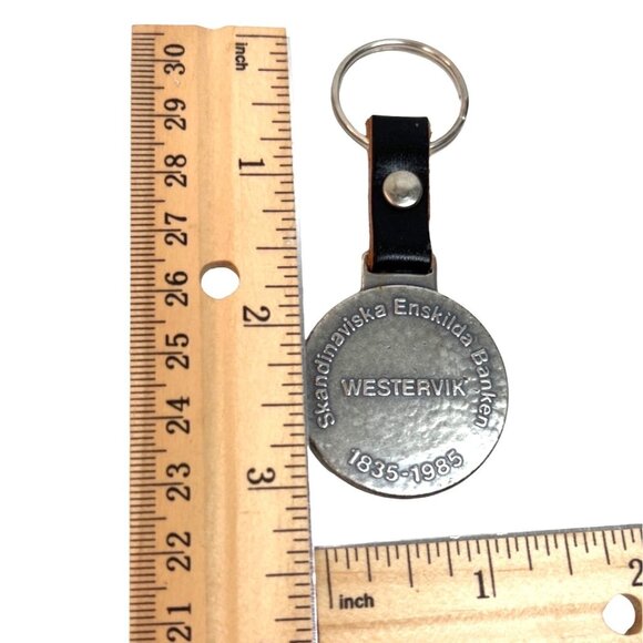 Skandinaviska Enskilda Banken Keychain 1835-1985 Anniversary Edition With Leathe - Picture 2 of 5